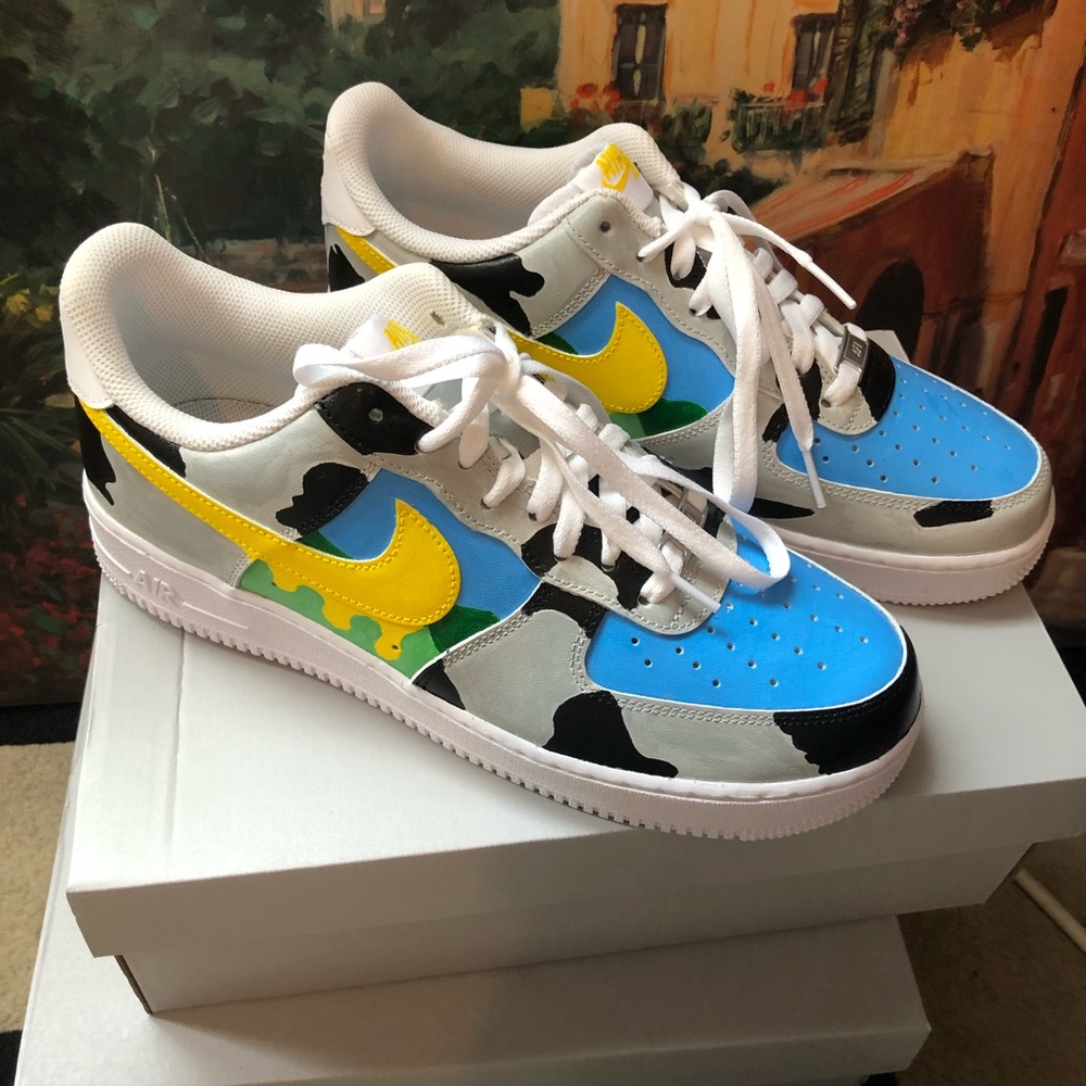 Air Force 1s size 11 Ben and Jerry colorway ice cream new blue yellow green